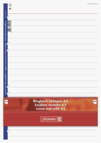 Ringbucheinlagen liniert - , a5