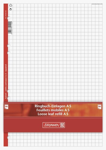 Ringbucheinlagen kariert - , a5